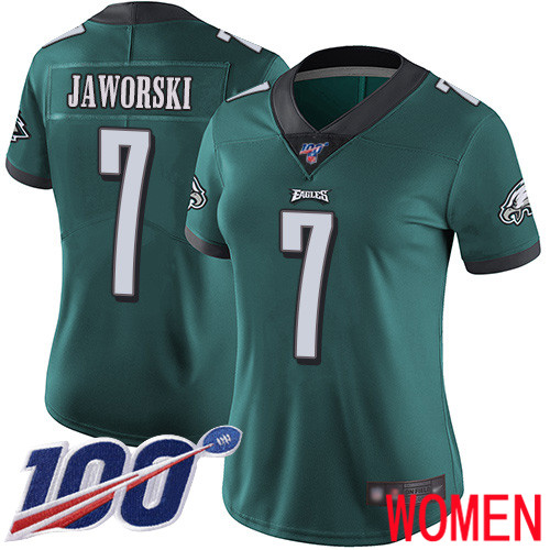 Women Philadelphia Eagles 7 Ron Jaworski Midnight Green Team Color Vapor Untouchable NFL Jersey Limited 100th